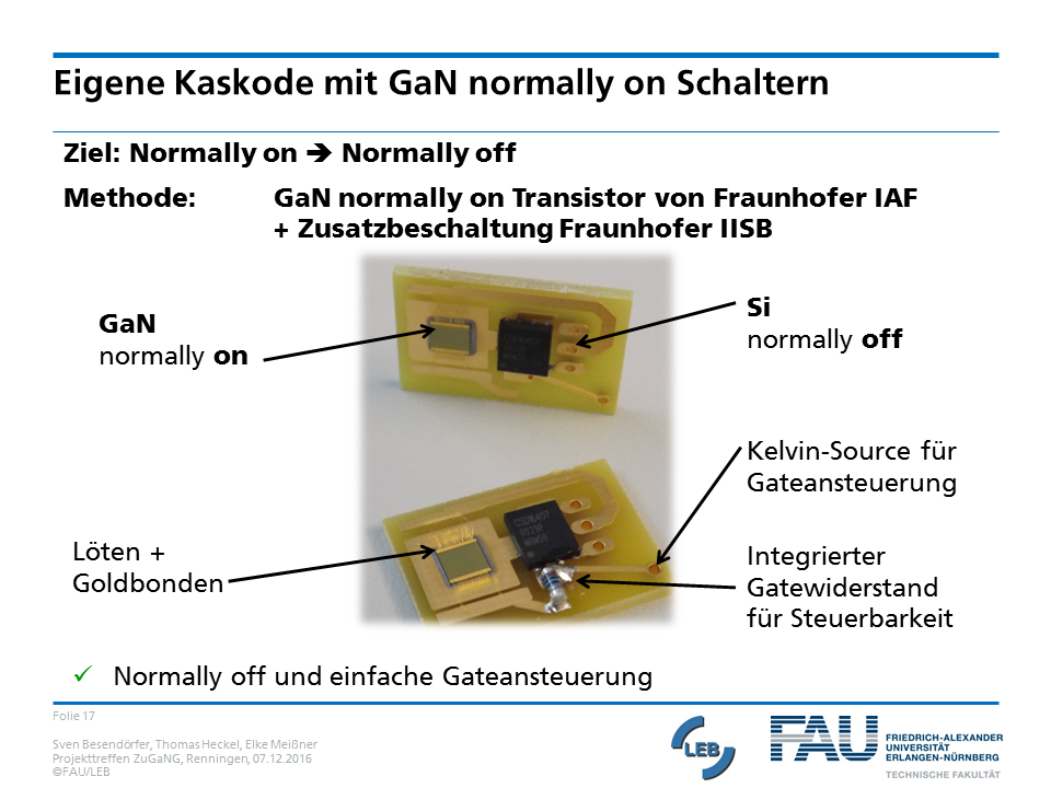 "Normally off" Schaltung aus Kaskode mit GaN "normally on" Schaltern